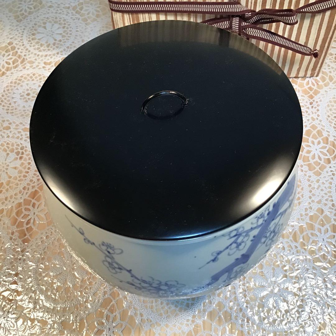 茶道具 水指 青花梅花紋 水指 古作 共箱N516AL