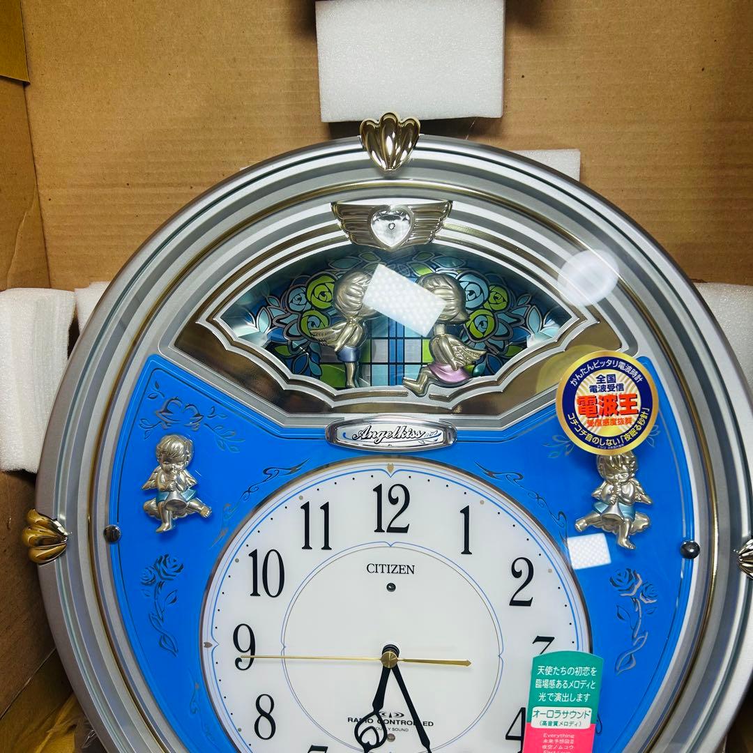 未使用品 シチズン エンジェルキス 電波掛け時計 6曲メロディ入り 4MN404