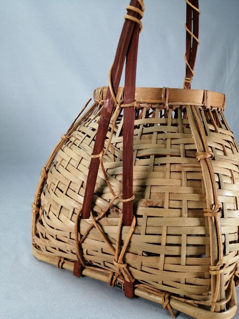 茶事具】手付き四方籠 花籠 花入230