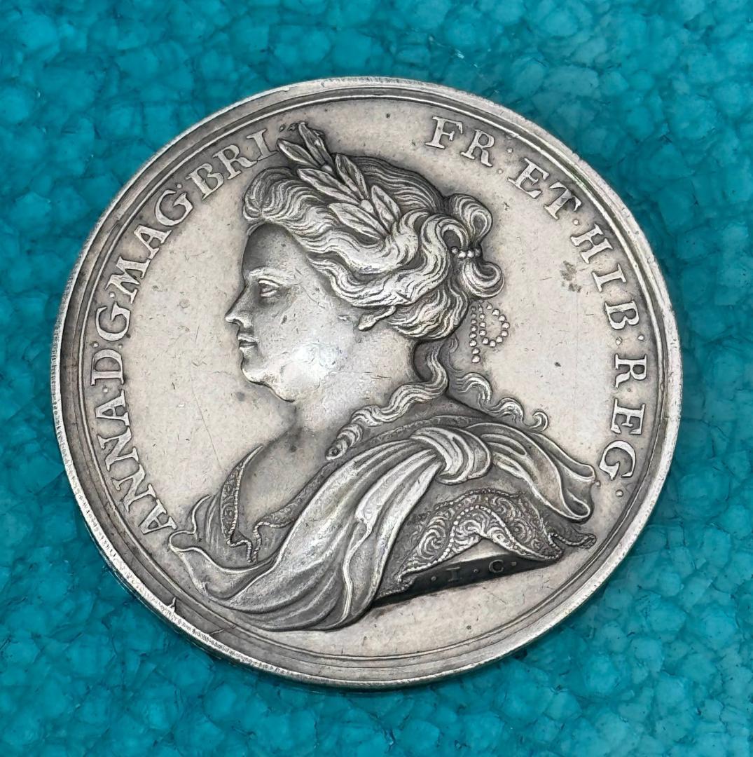 専用手配品 1713年 イギリス アン ユトレヒトの平和 クロッカー 銀メダル