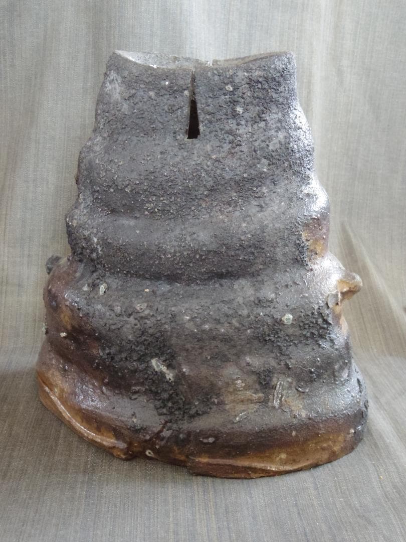 入手困難☆ジェフ・シャピロ【師：伊勢崎淳】焼き締め扁壺☆共箱