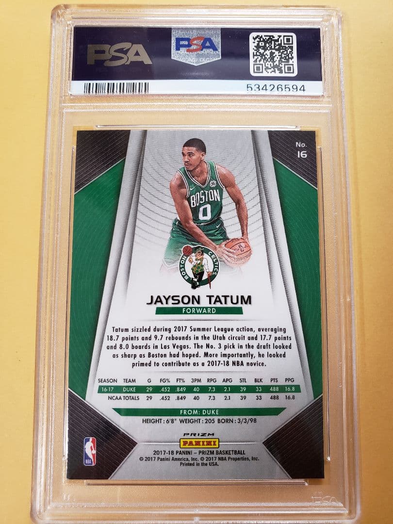 ジェイソン・テイタム 2017 シルバープリズム ルーキーカード PSA9