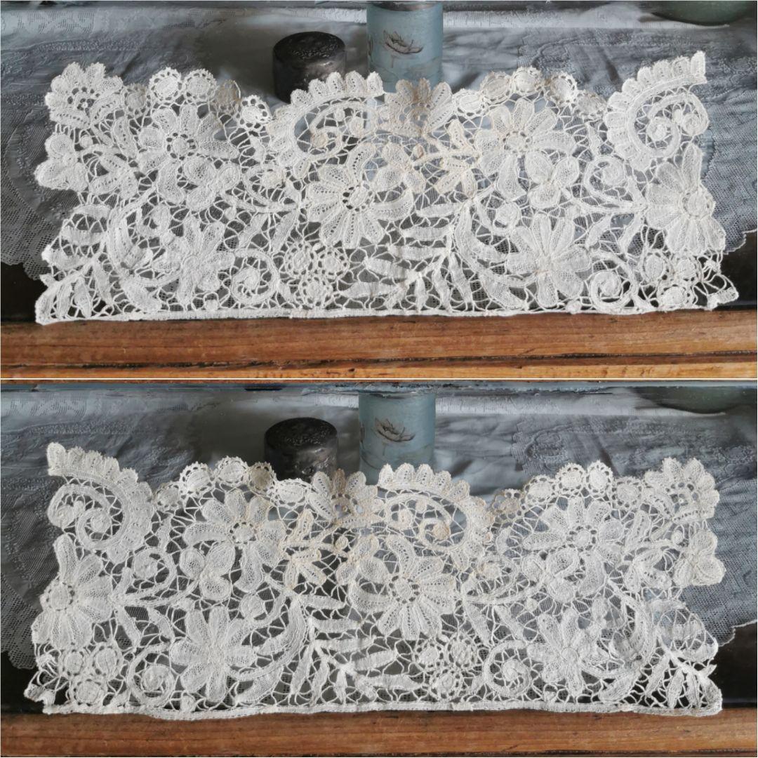 アンティーク 二輪のポワンドローズ デュセスレース 西洋菊 三つ葉