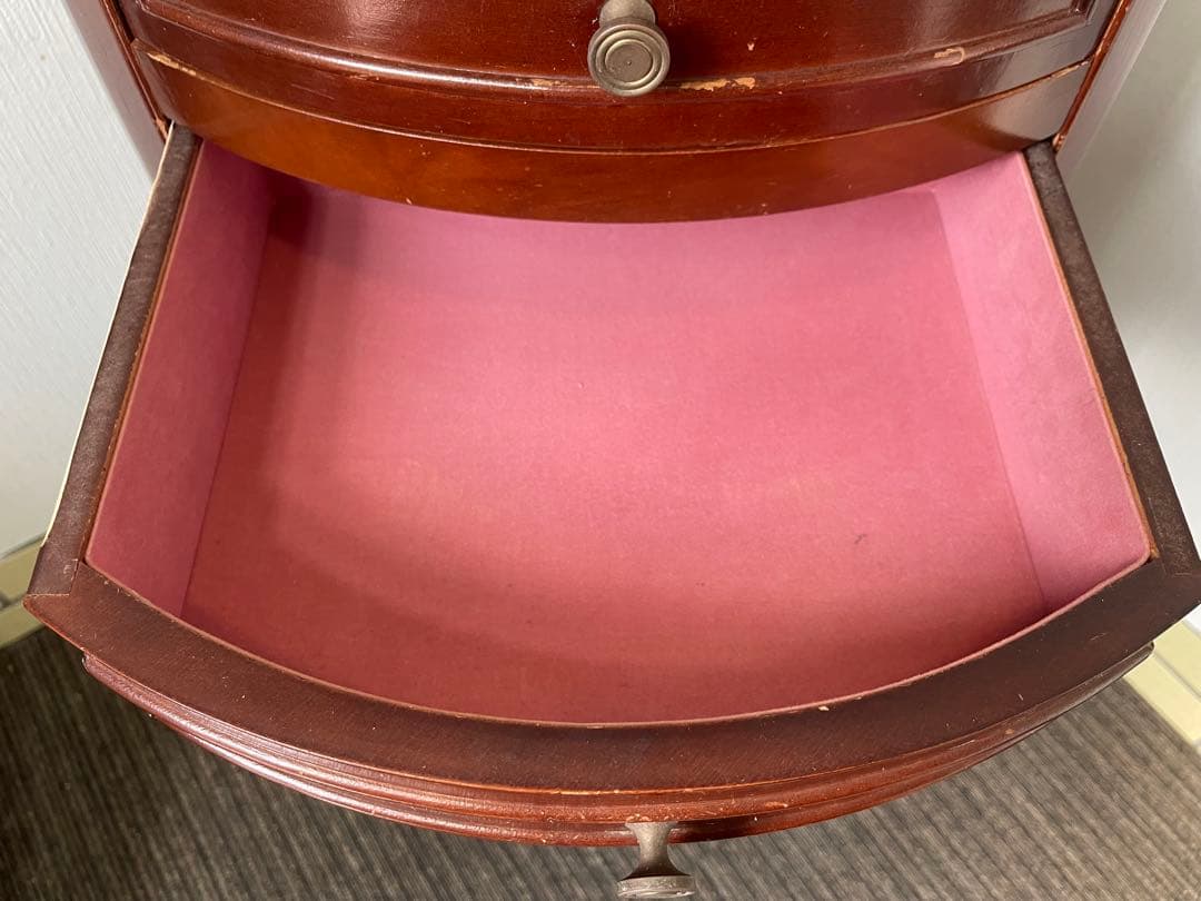 アンティーク ジュエリーチェスト 4段 猫脚 半円