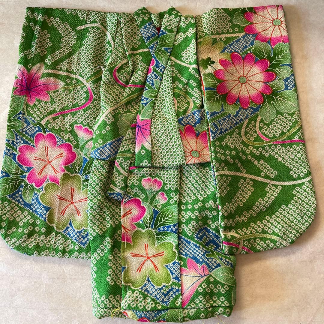 人形の着物　12号　古布縮緬　ひった柄　120703 人形の着物 12号 古布縮緬 ひった柄 120703