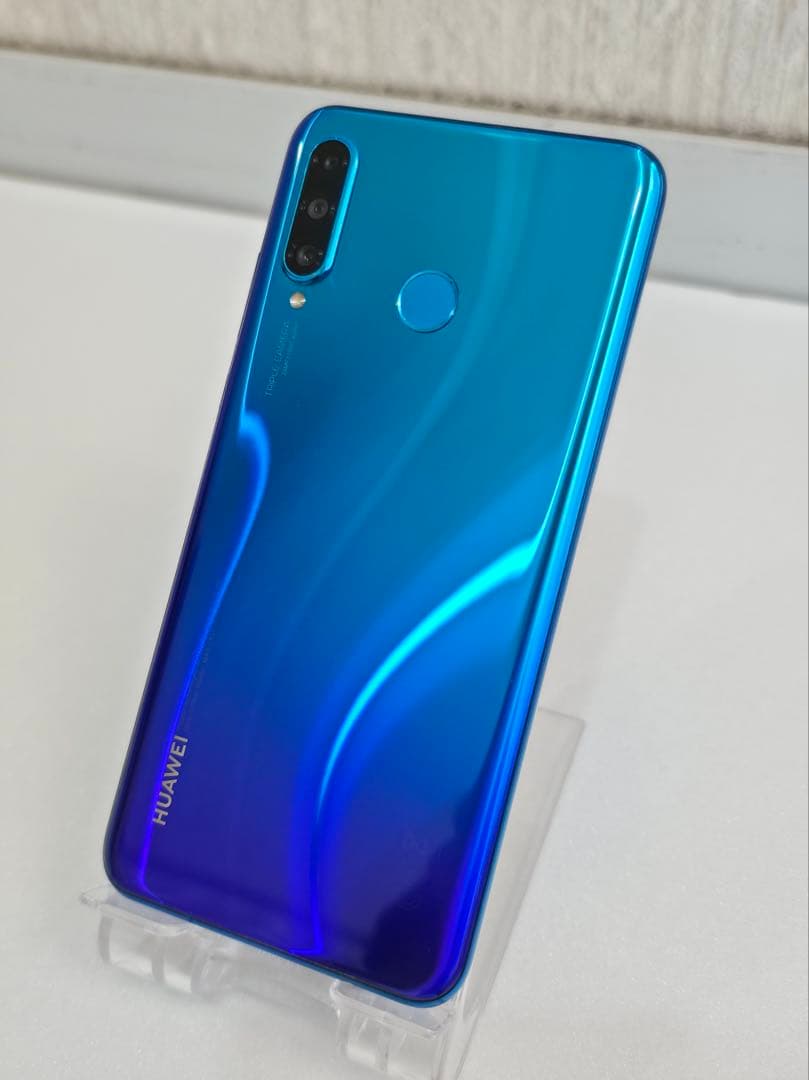 □美品□HUAWEI P30 lite SIMフリー ピーコックブルー□付属品有