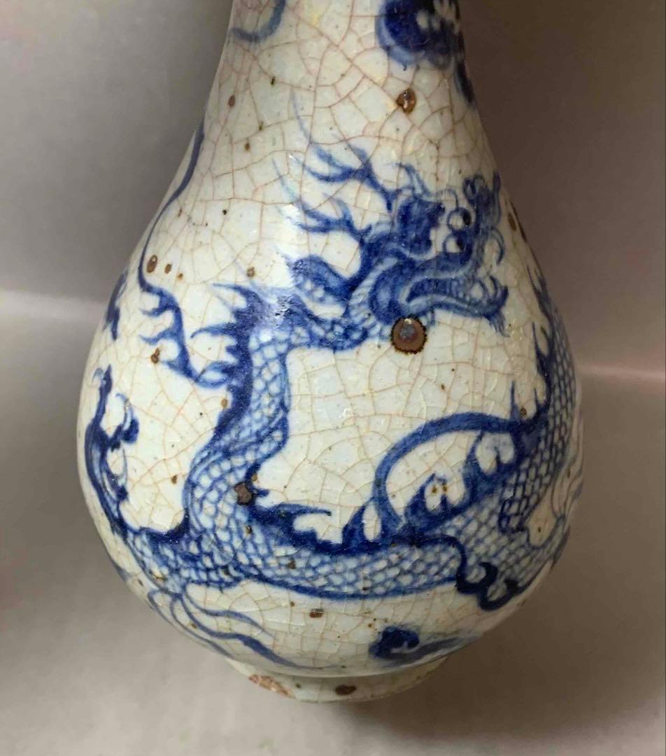 中国 染付徳利形龍絵瓶　f2250906