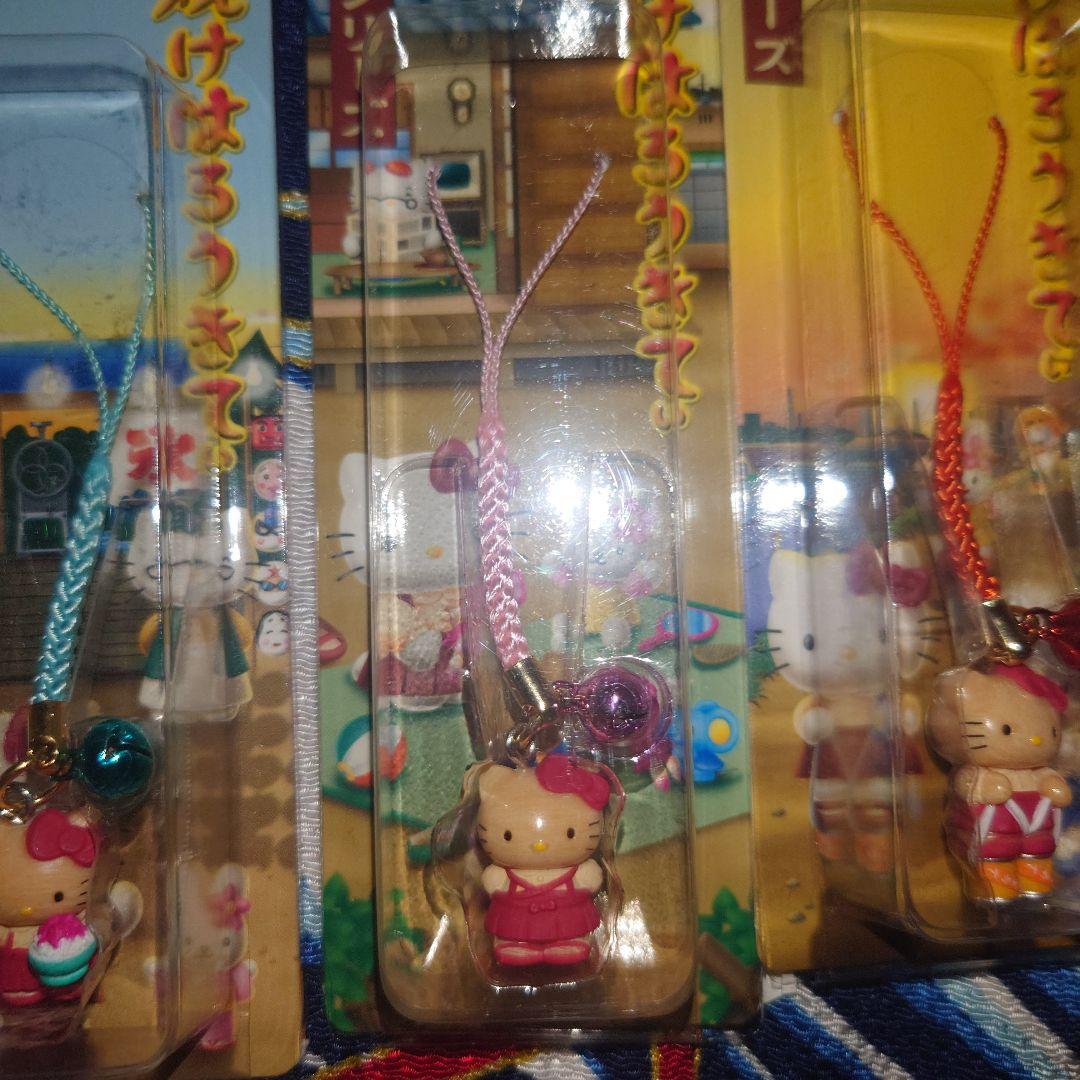 ハローキティ　根付　夕焼けはろうきてぃ　レトロシリーズ　シャボン玉　かき氷