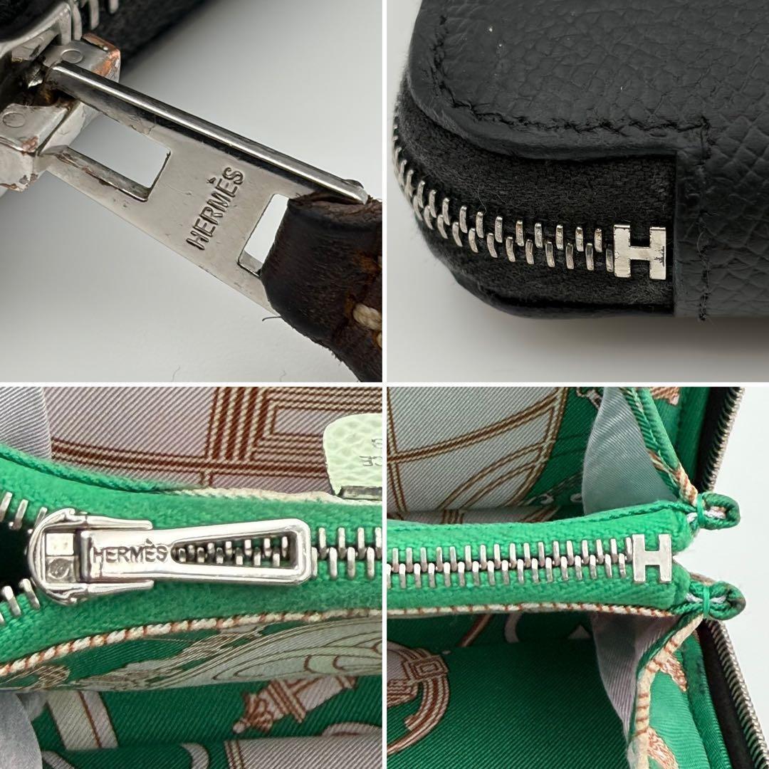 美品✨エルメス アザップ シルクイン コンパクト ブラック U刻印 財布 822