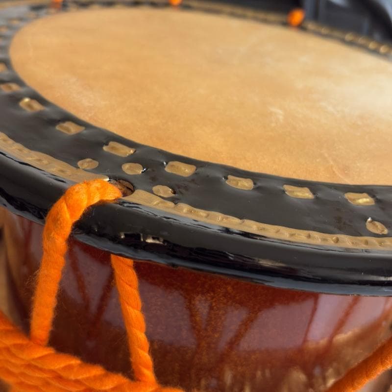 金箔縁仕上げ・漆塗り】締め太鼓 直径35cm・バチ・和太鼓・締太鼓 金箔縁