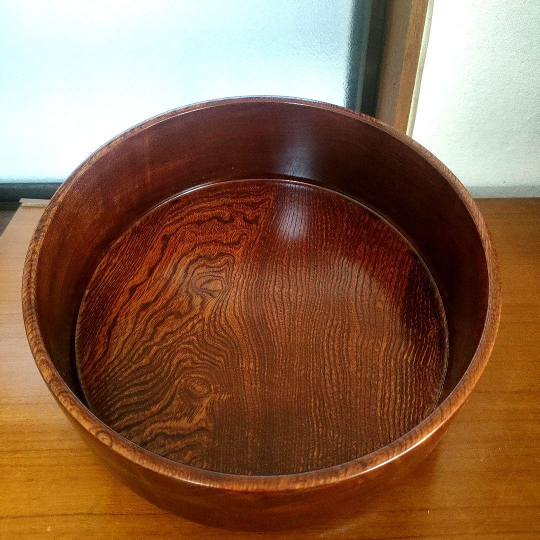 未使用〉木製 御茶櫃 ちゃびつ くり抜き 茶道具 直径33cm 【TC26