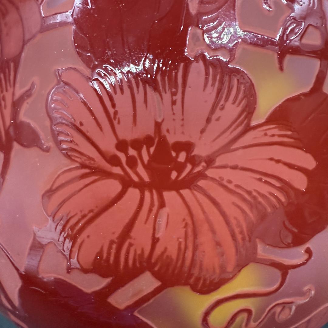 証明書付】希少エミールガレ 鉢 高さ13cm 幅17.5cm カメオ彫り 花器