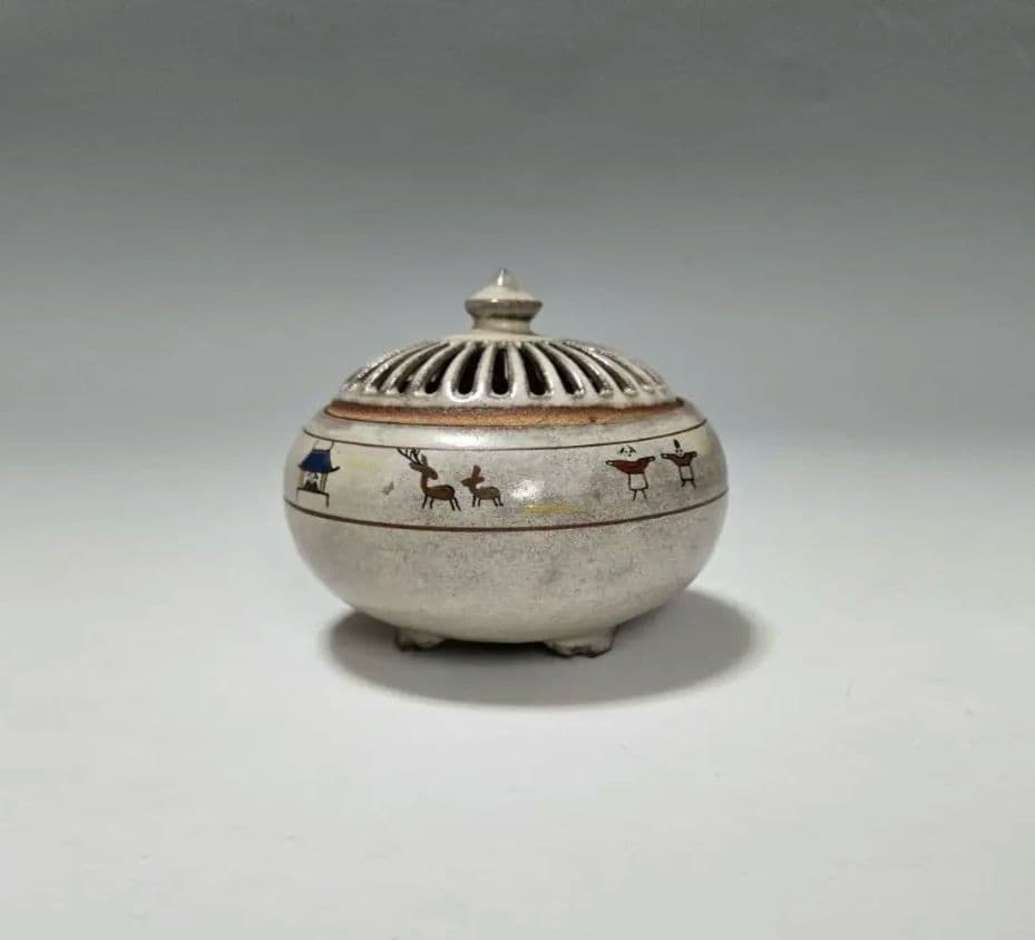 24-1237 赤膚焼　大塩正人作　奈良絵香炉