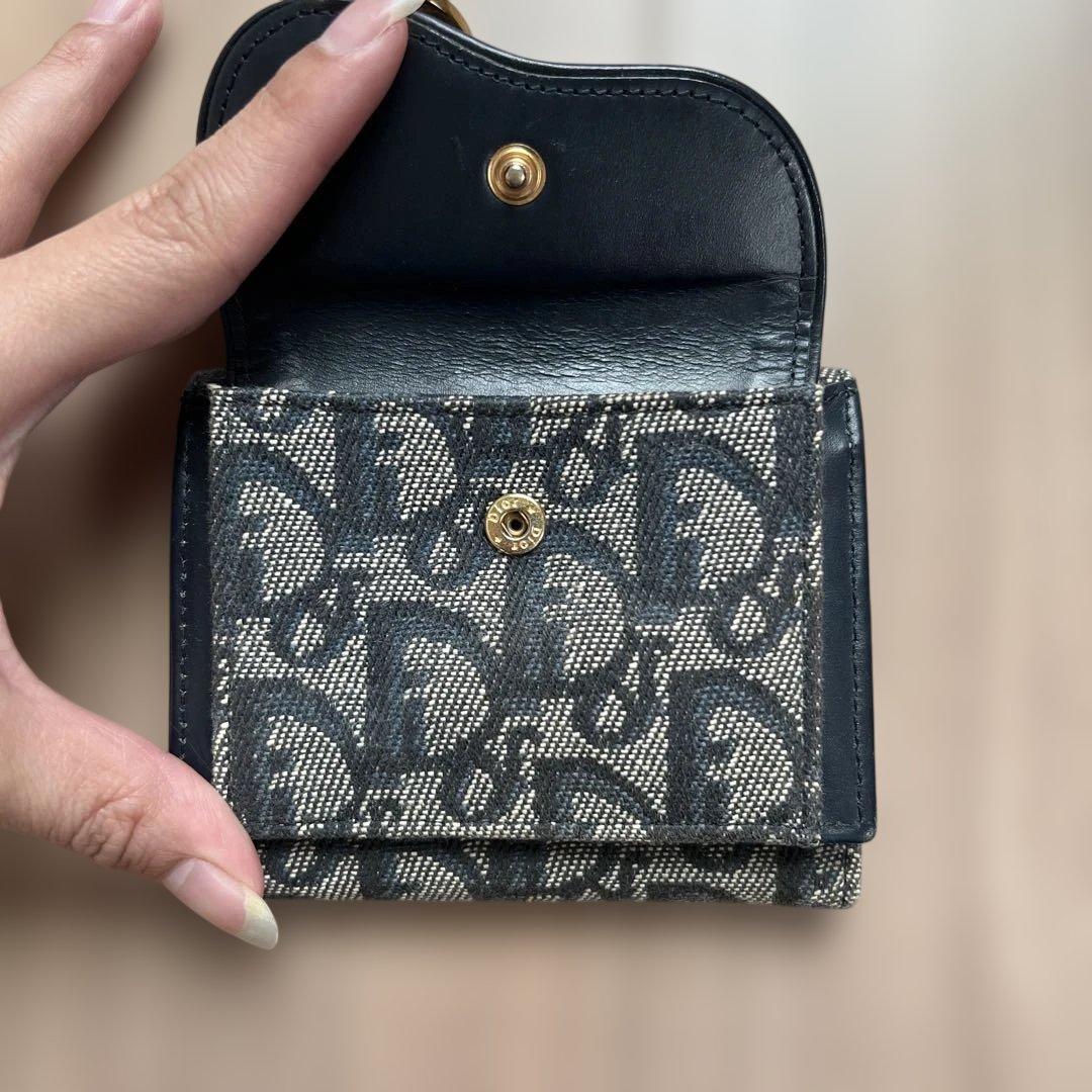 Dior モノグラム 三つ折り財布 ネイビー
