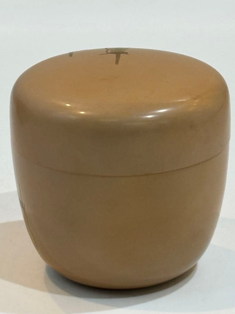 茶道具 棗 漆塗 螺鈿細工 花紋様 高さ7cm なつめ 中棗