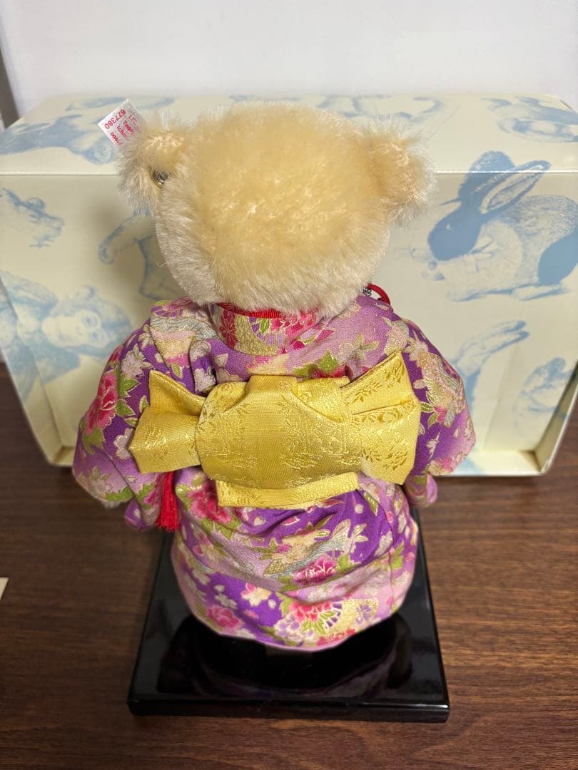 シュタイフ 677380市松　牡丹　テディベア 2012年　日本限定　台座付き