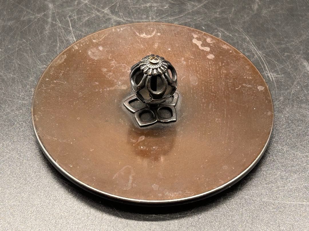 釜師 菊地政光 尻張釜 老松文 炉釜 共箱 茶道具　-484-