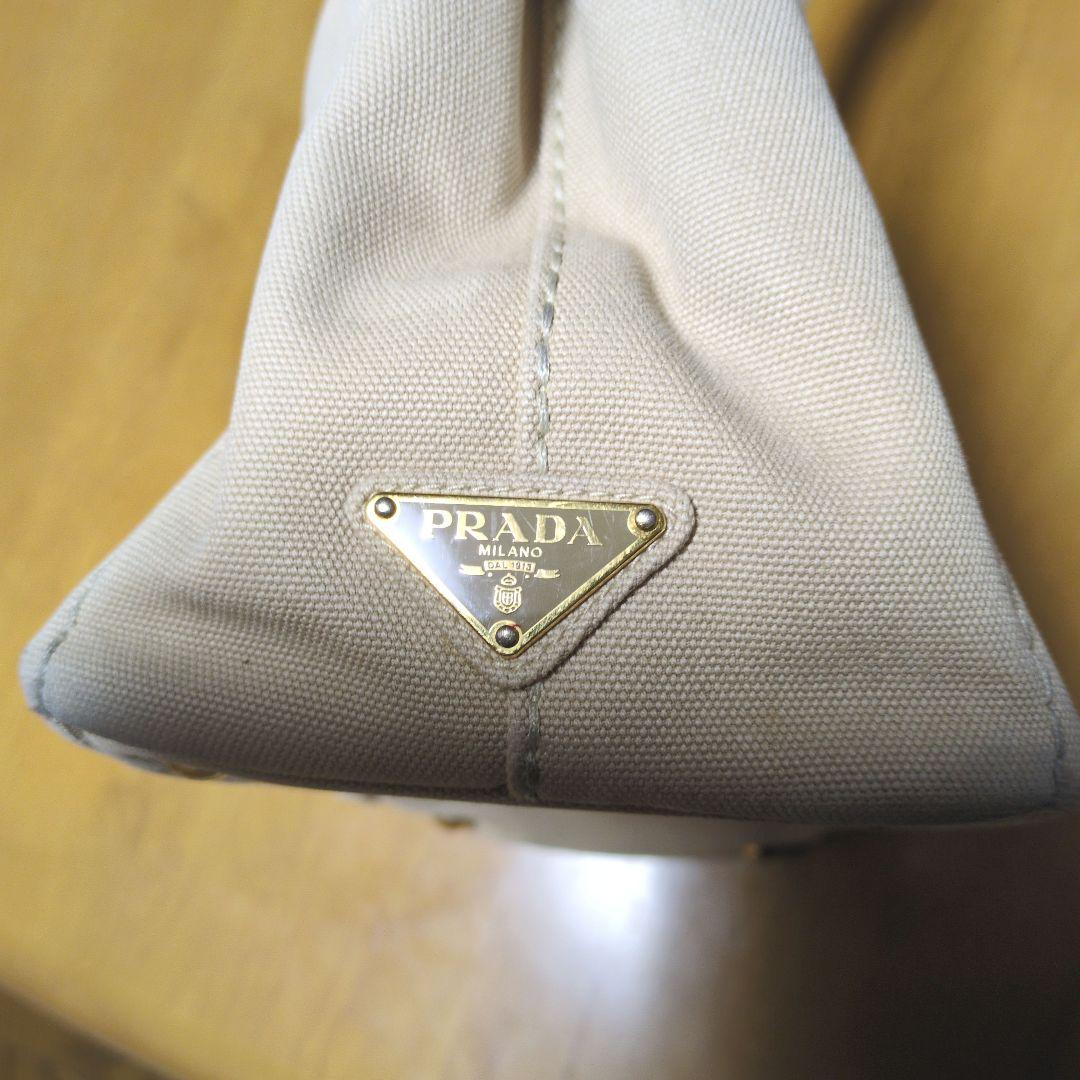 PRADA ベージュ キャンバス ハンドバッグ　中古品 SMR