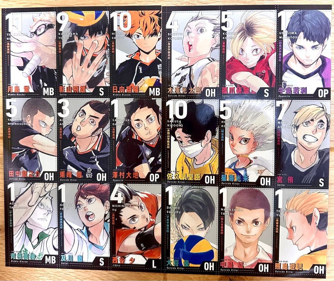 ハイキュー！！　付録、ネットプリント、ポストカード