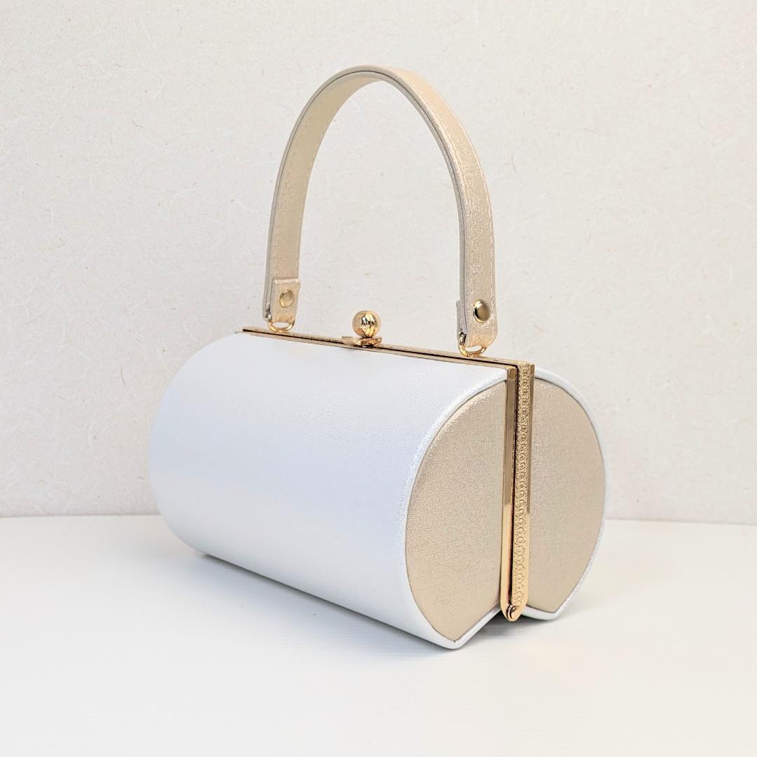 草履バッグセット 振袖 帯地 白 ベージュ LLサイズ 三枚芯 w47-4