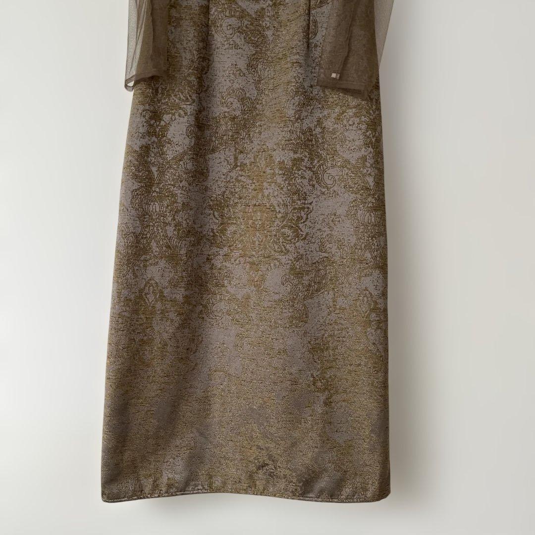 Shoulder ribbon jacquard dress/LE'RURE
