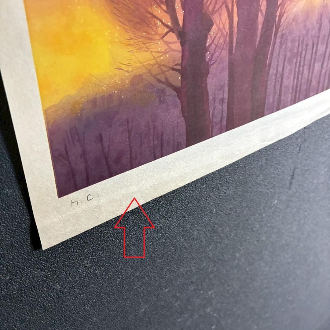 東山魁夷「夕紅」木版画 朱印有り アダチ版画研究所 昭和を代表