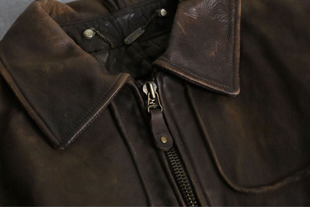 90s ファイヤーマンジャケット短丈アメカジ本革ヴィンテージレザー