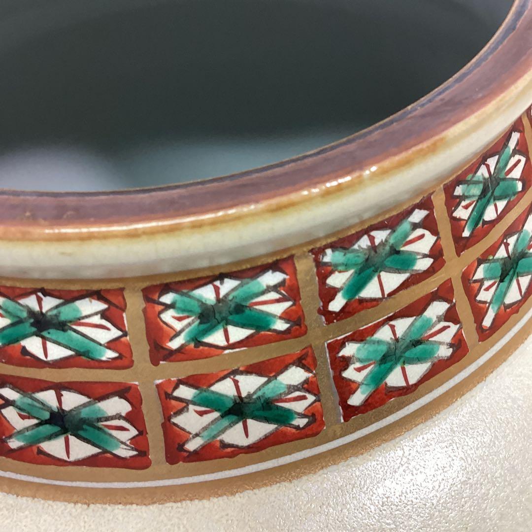 S1 箱入 九谷焼 武腰泰山 泰山作 花瓶 花器 壺 直径24cm 高さ