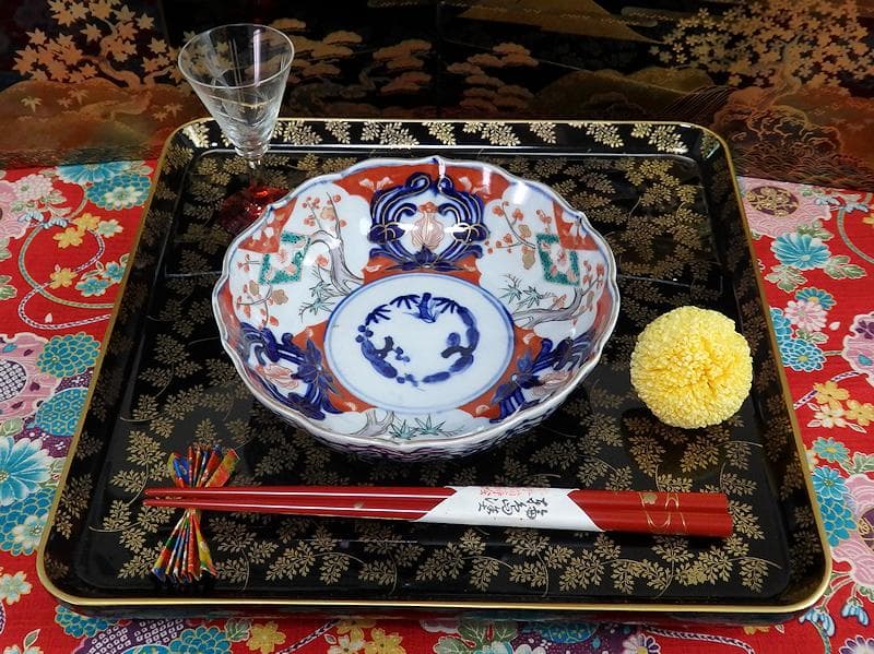 古伊万里　色絵　松竹梅の図　膾皿　５枚　3162AS-CGf