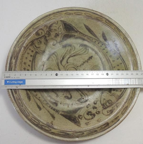 宋故録 スコータイ 鉄絵魚文皿 直径約27cm ソコタイ スンコロク