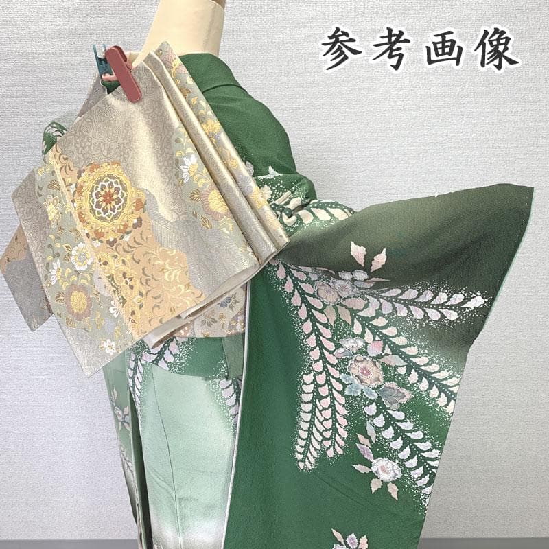 508z14〇桐屋 翠山工房 振袖 辻が花絞り染 ややくすみ緑〇成人式 結婚