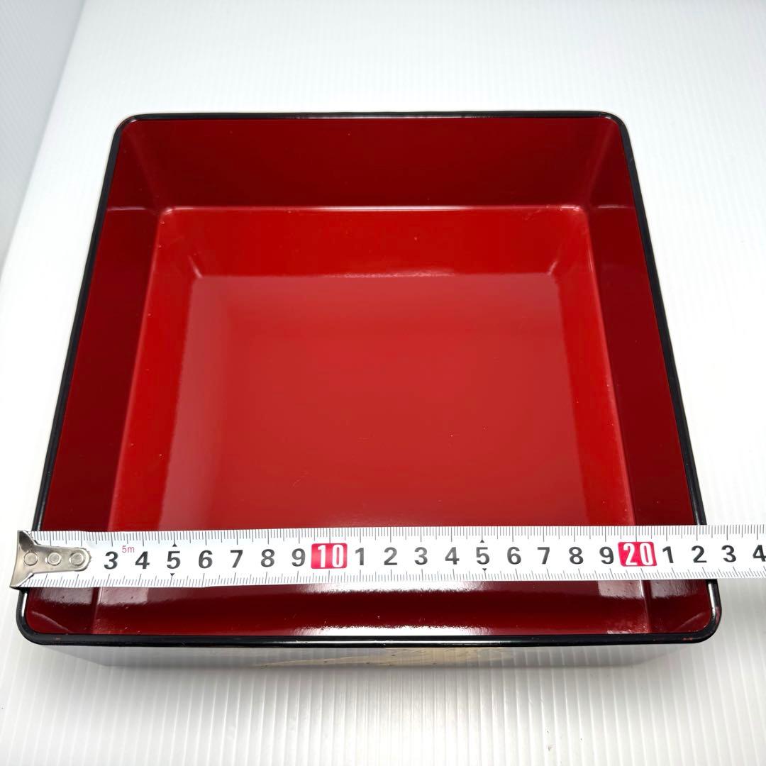 会津塗 三段重 松峯作 天然木 黒内朱 沈金 蒔絵 重箱 漆器 伝統工芸