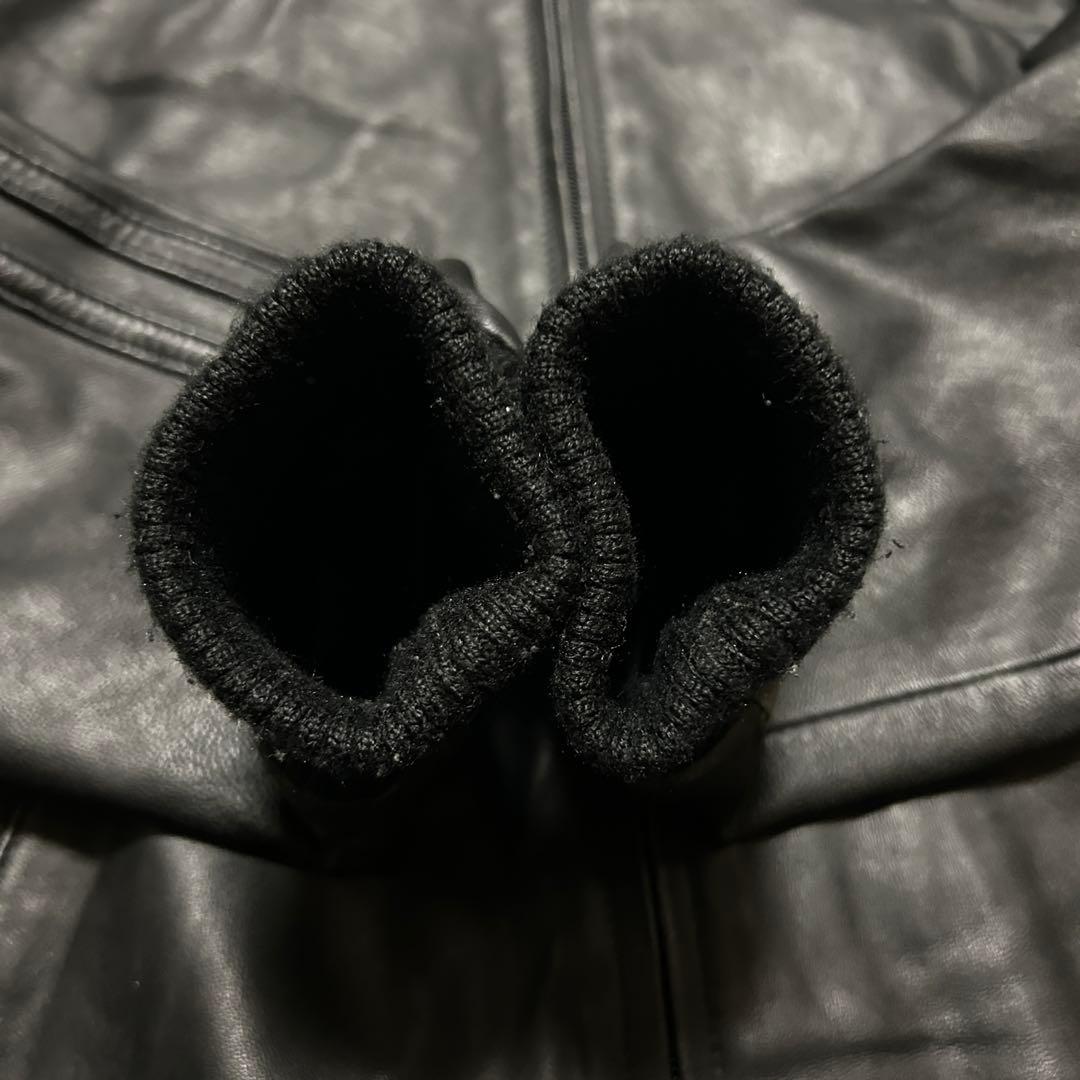 美品】Schott ショット ラム レザージャケット トラックフーディー 黒