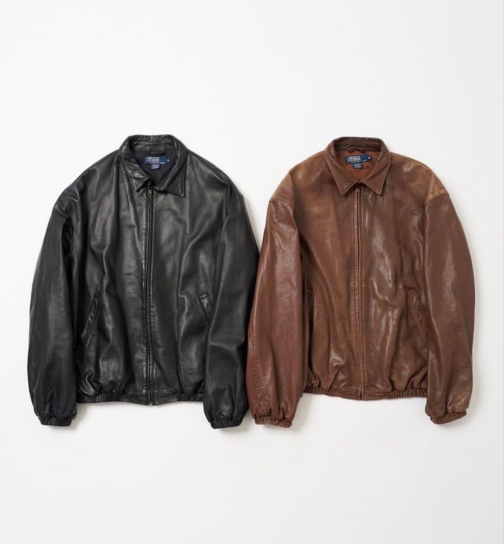 専用 90s polo ラルフローレン スイングトップ レザージャケット