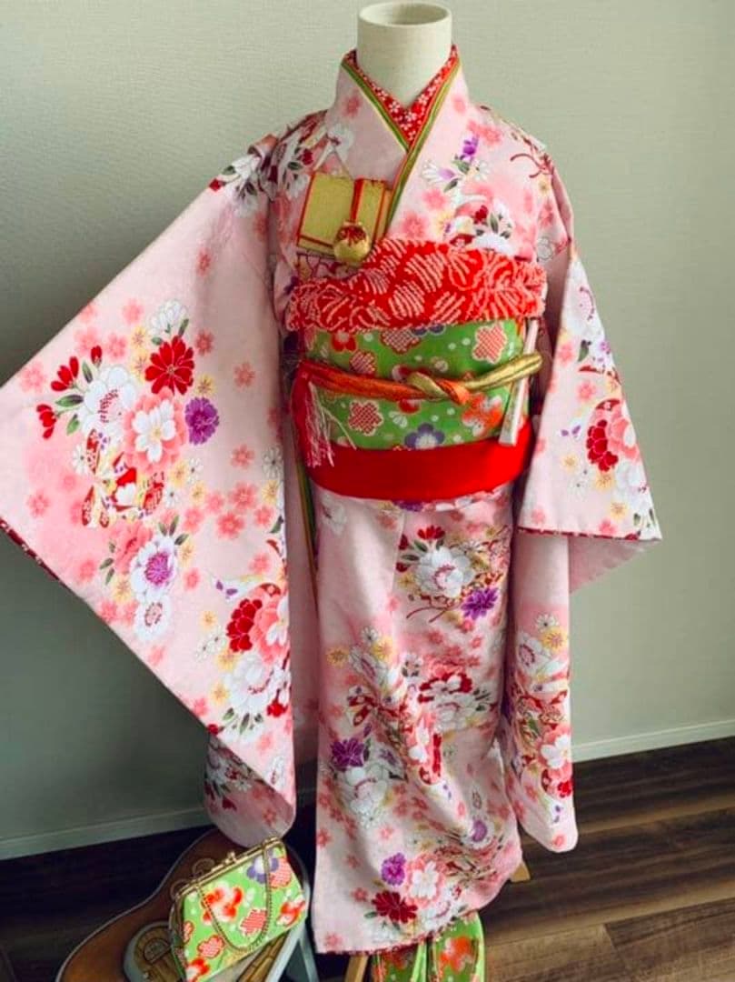 最終値下げ【式部浪漫】着物　七五三　女の子　7歳　作り帯　セット　お祝い着