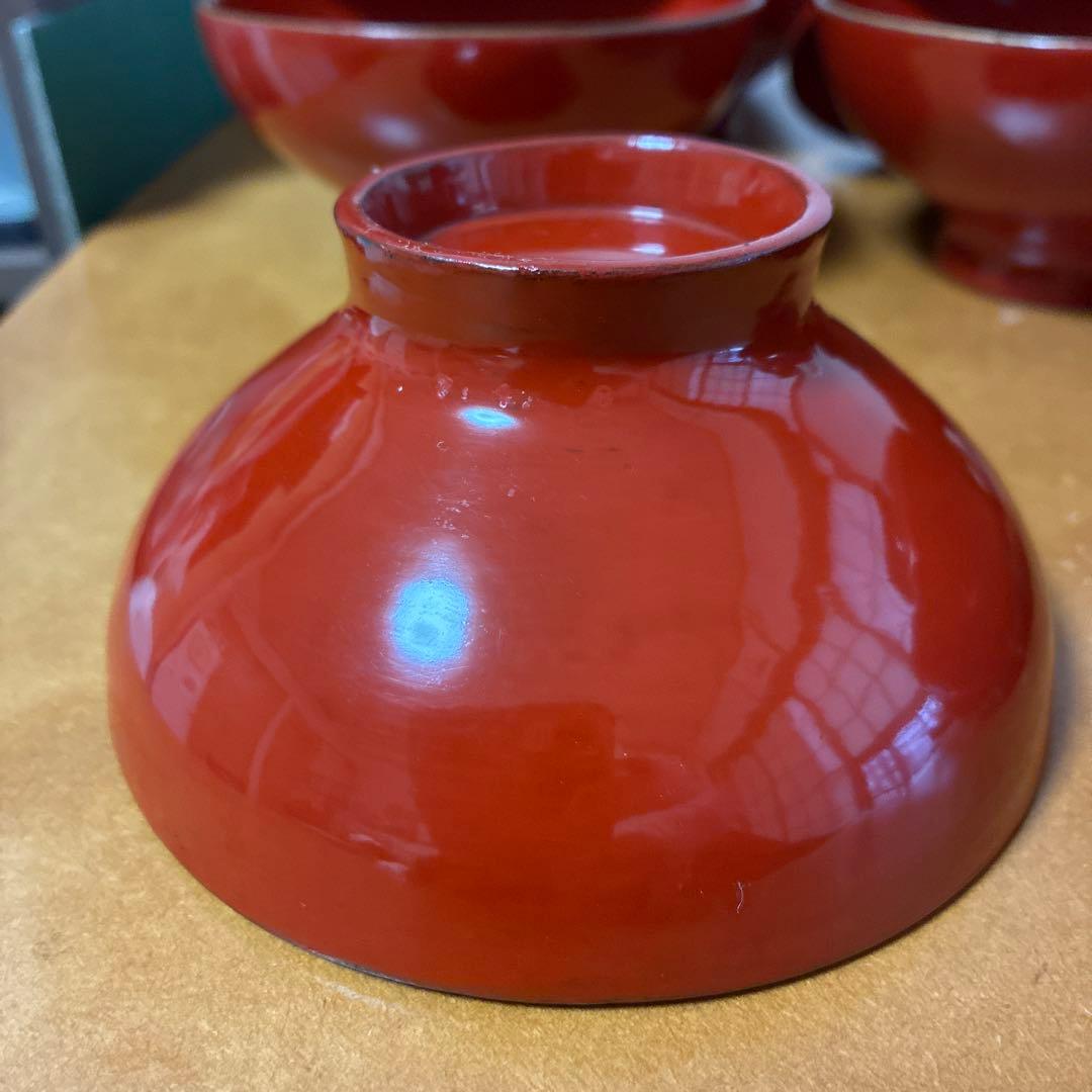 漆器　金絵　朱　蓋付椀　10客　共箱 骨董品