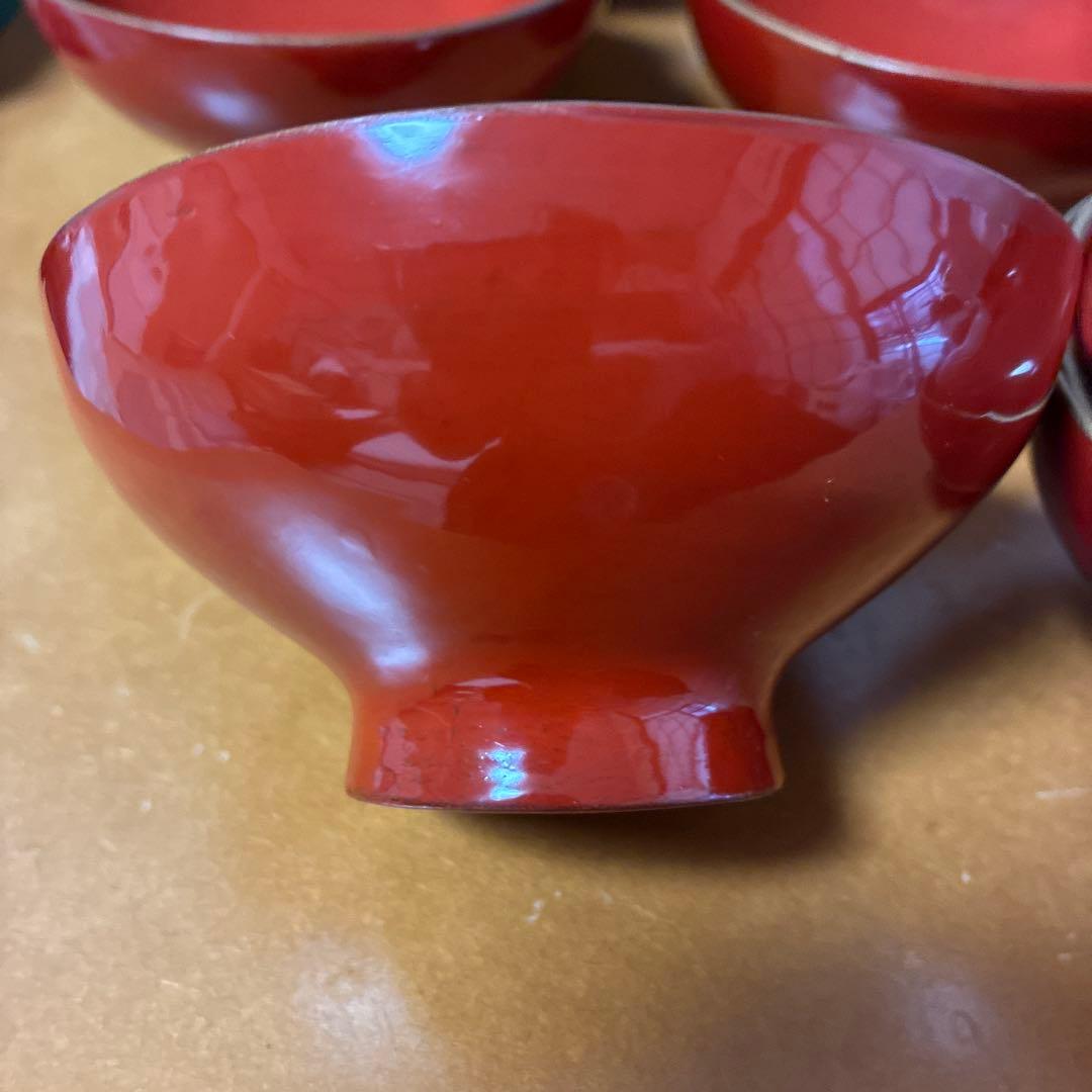 漆器 金絵 朱 蓋付椀 10客 共箱 骨董品