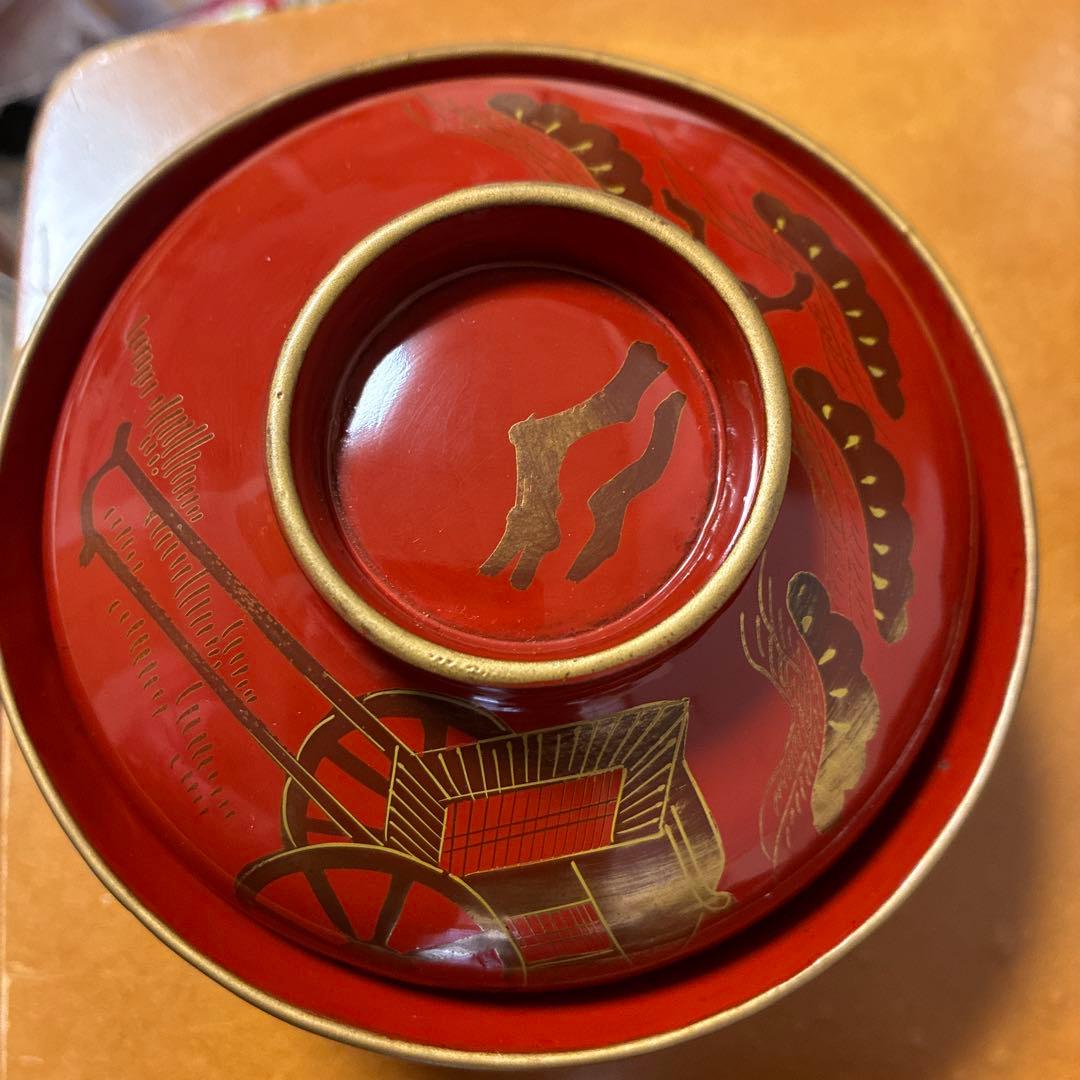 漆器 金絵 朱 蓋付椀 10客 共箱 骨董品