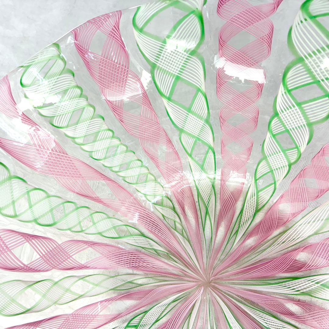 ベネチア ムラーノ バラリン工房 レースガラス ボウル ピンク グリーン