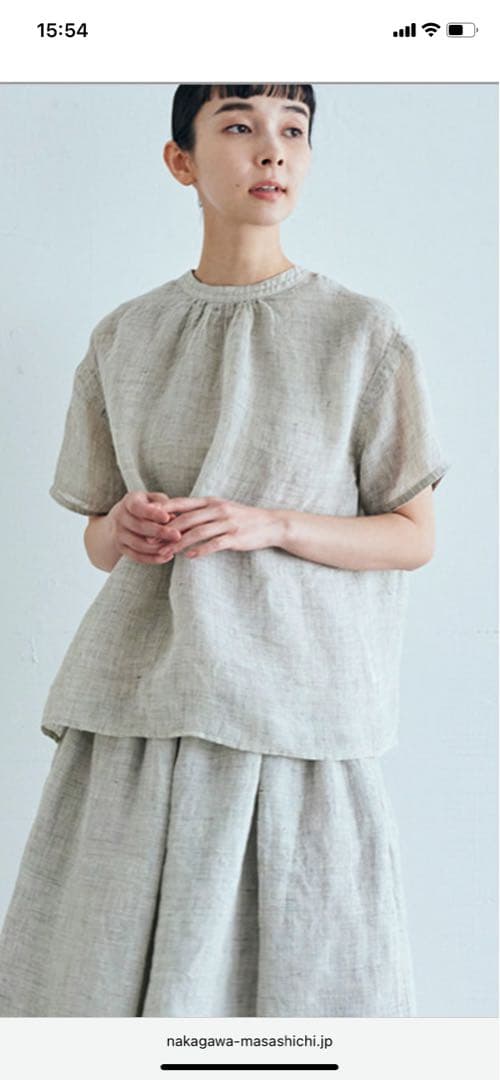 中川政吉商店　麻のかや織　キュロットスカート 薄墨色　未使用品