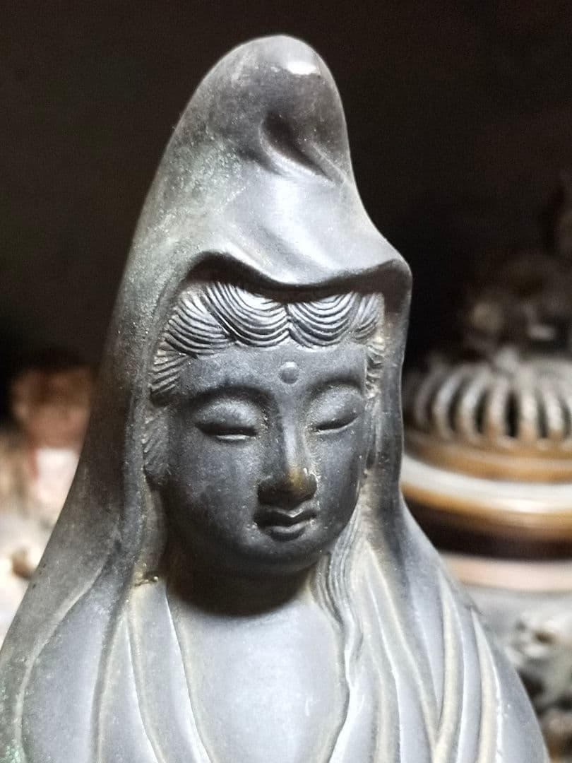 ♥☆彡 とても古い 銅製 観音像 立像 2 観音様 仏像 骨董 中国 レトロ