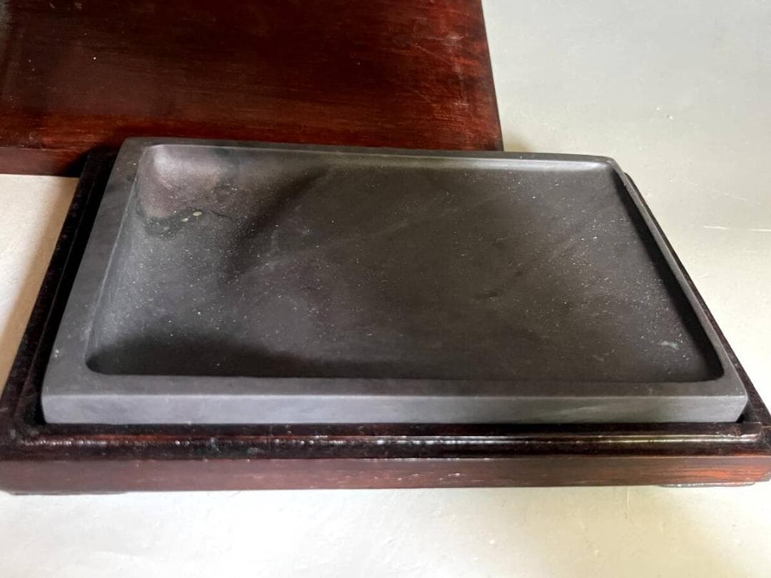 硯■唐木箱入り 長方形 書道道具 古道具 古美術 時代物 骨董品■