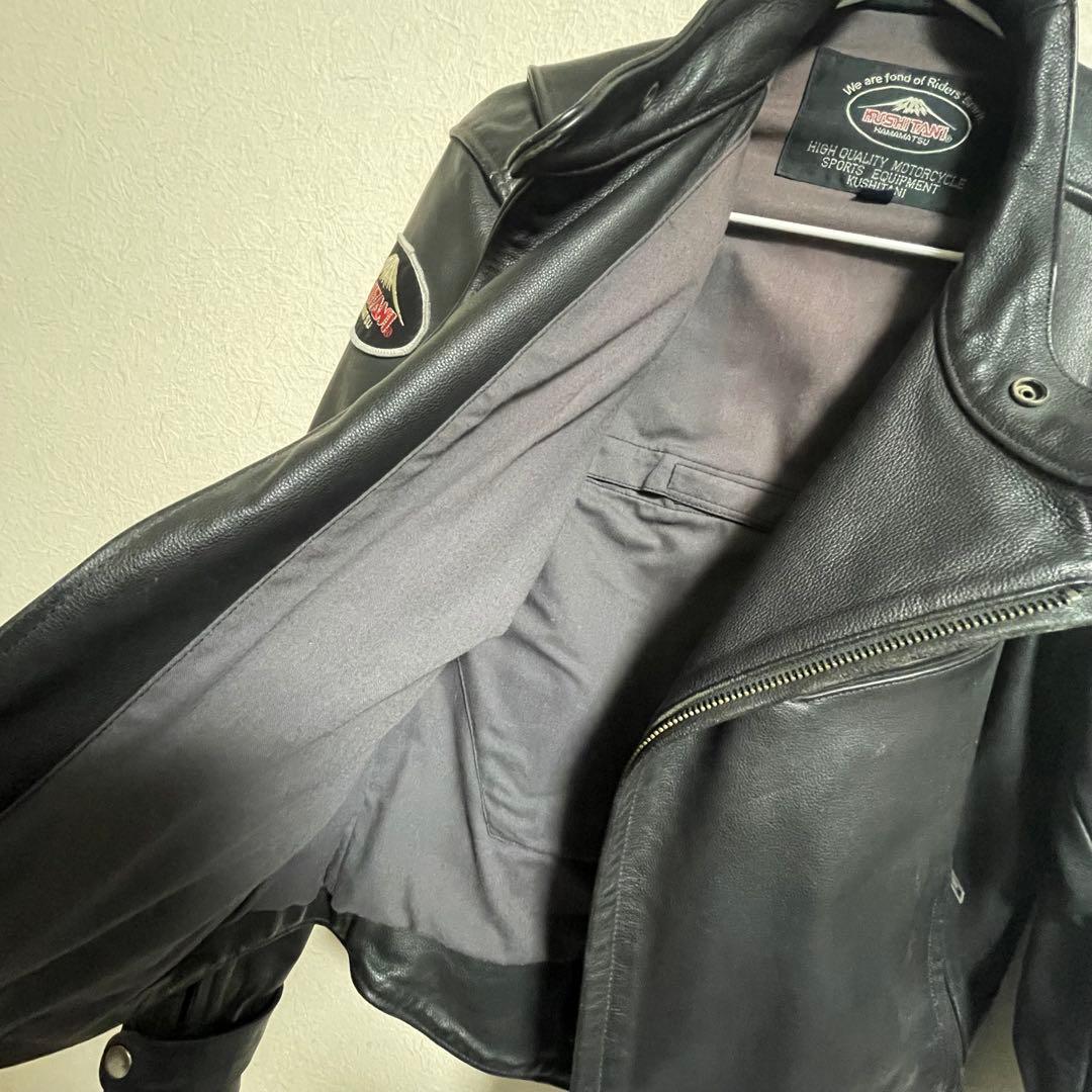 KUSHITANI ブラック レザーライダースジャケット 本革 黒 BLACK