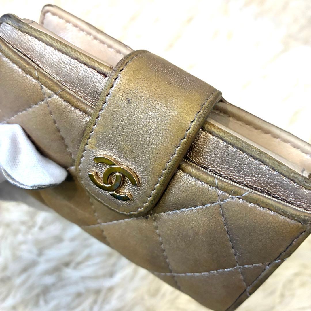 CHANEL マトラッセ スモールウォレット ミニ財布 カード入れ ゴールド