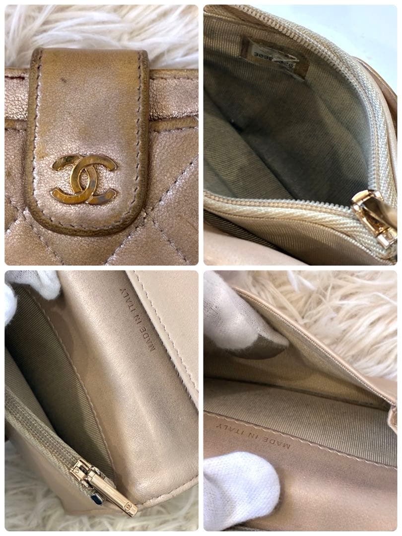 CHANEL マトラッセ スモールウォレット ミニ財布 カード入れ ゴールド
