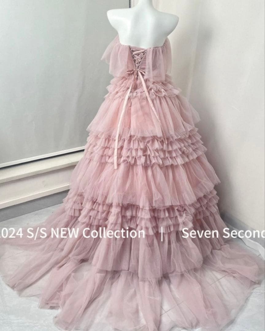 【みゆ】薄ピンクのカラードレス（パニエセット）/フォトウエディング