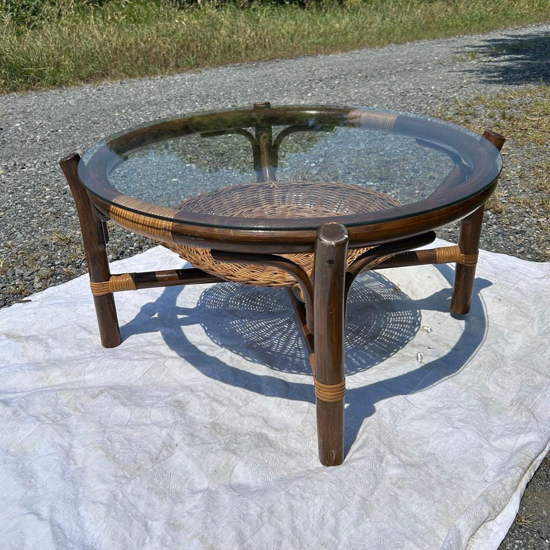 ラタン　ガラス　センターテーブル　リビングテーブル　70cm アジアンテイスト t188xp_800_8.jpg