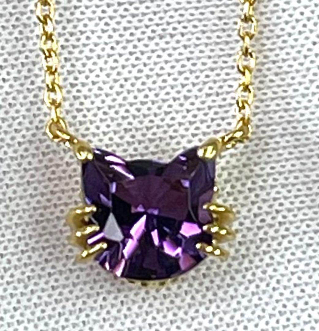 宝石ルース 『限定品！ネコちゃんネックレス！』天然アメジスト チェーン付