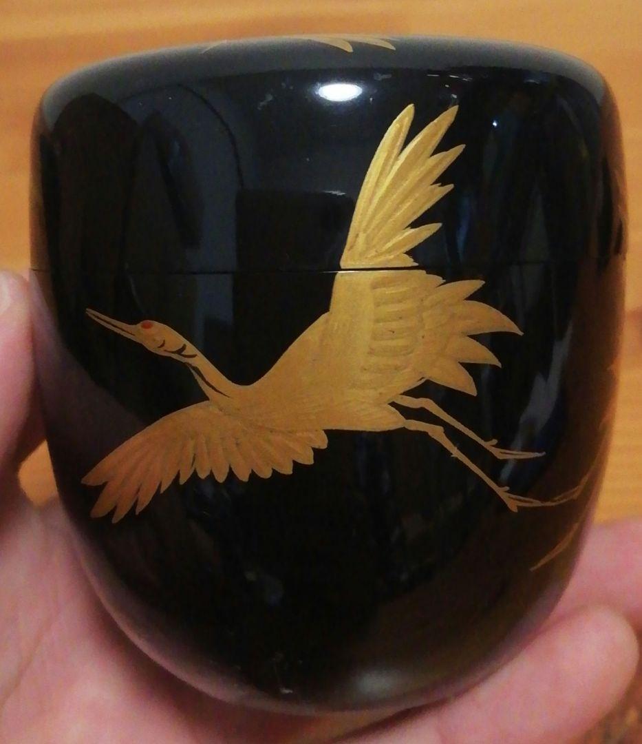 仁和春象作 鶴 蒔絵 棗 共箱 茶道具