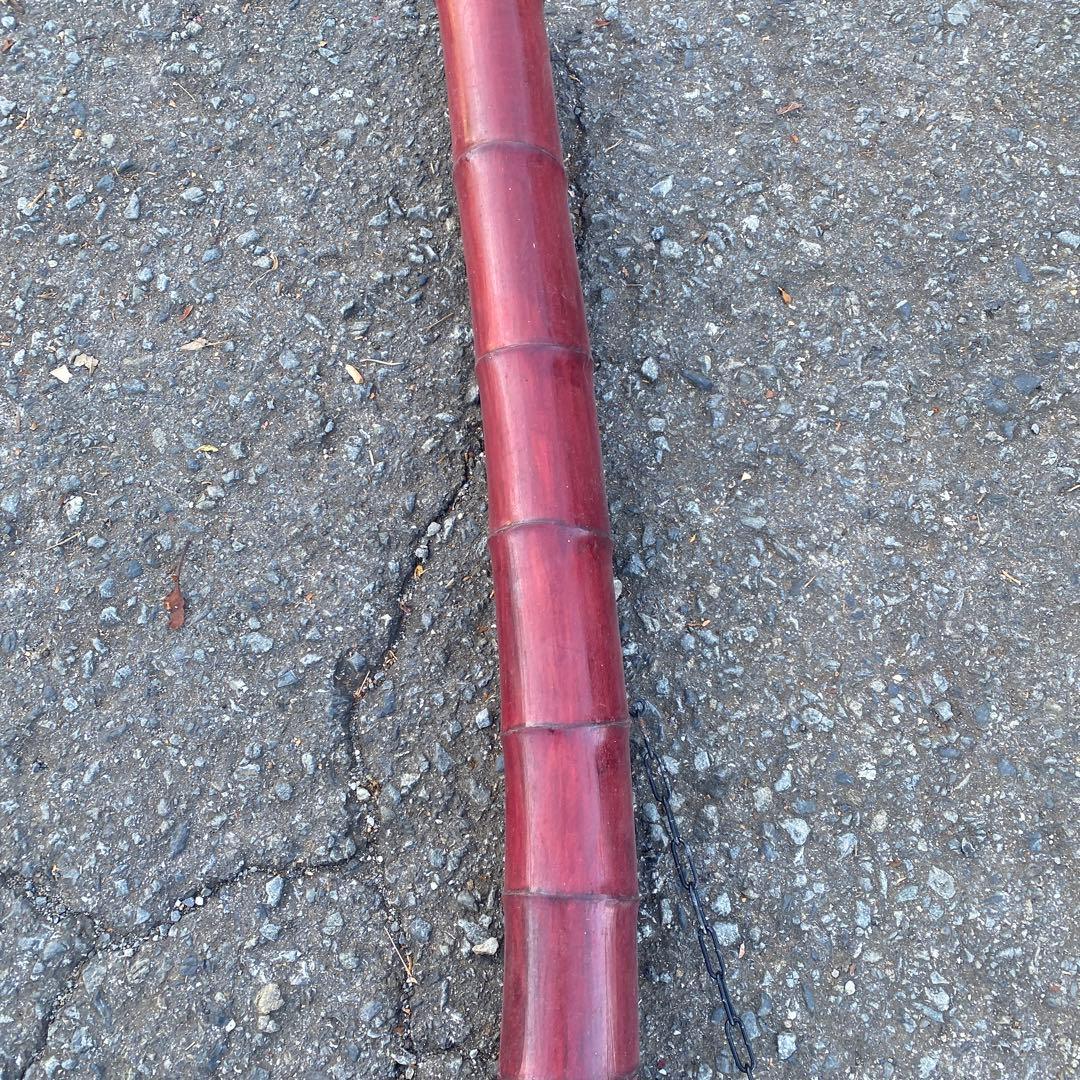 増51230】 自在鉤 木製横木 鯛 民芸 古民家 高さ150cm